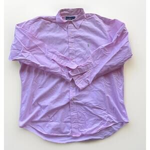 Polo Ralph Lauren Men Button Up Shirt Size XXL Pink Green Pony Vtg Embroidered